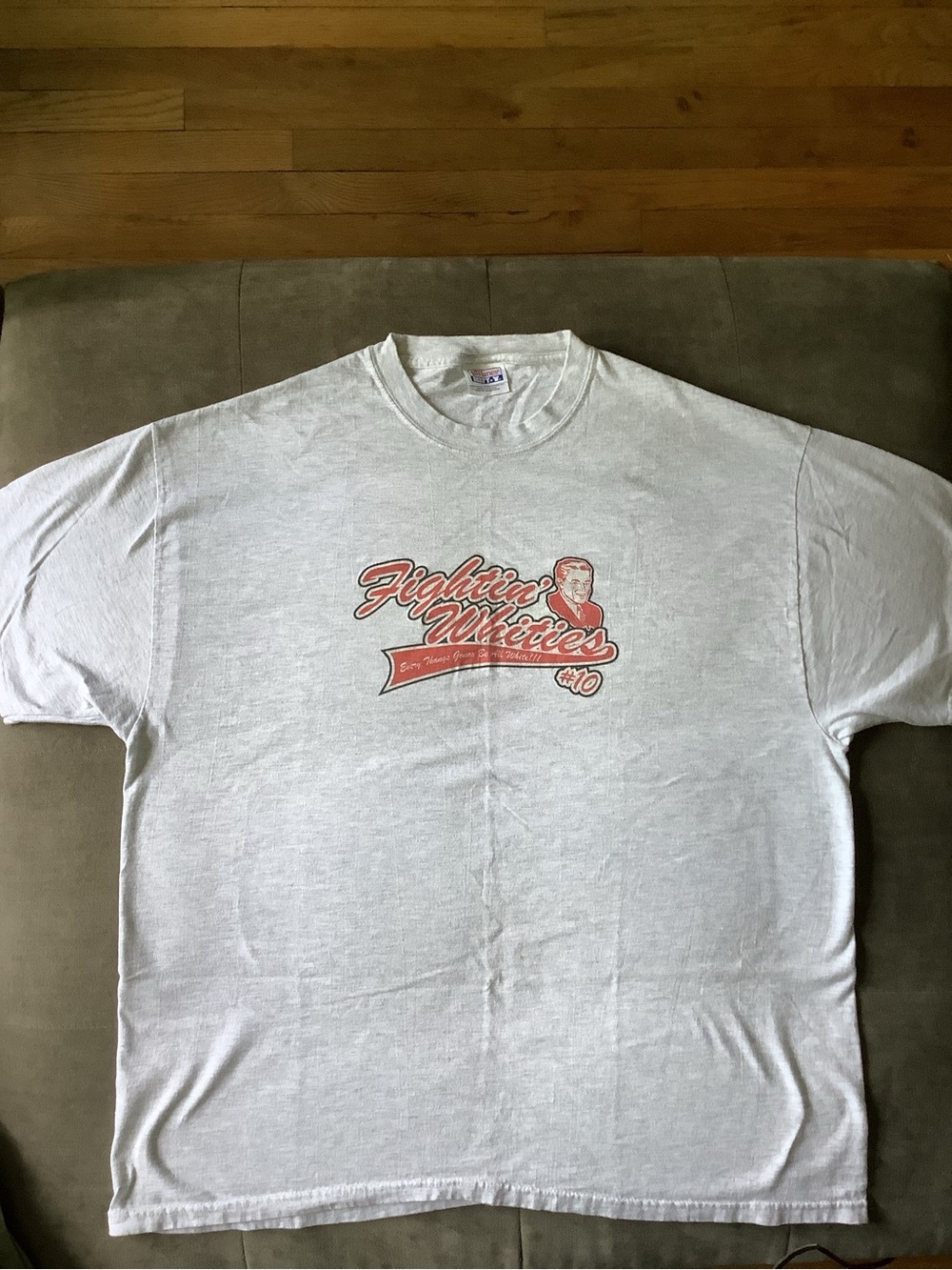 Hanes White Short Sleeve Tee with Red Graphic - Fightin' Whities